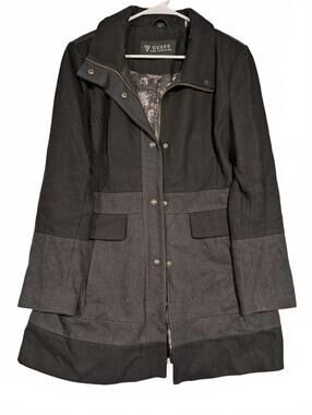 Guess Los Angeles Wool Blend Button Zip Coat Jacket Casual Womens Large